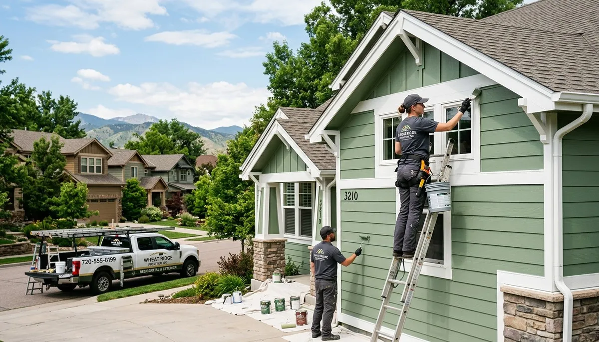 Professional house painters working on residential exterior in Denver, CO